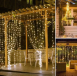 Rideau Lumineux 300 LED, 3M*3M Rideau Guirlande Lumineuse USB,8 Modes Avec Télécommande – Image 3