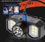 LAMPE TORCHE FRONTALE RECHARGEABLE AVEC SUPPORT NOIR – Image 4