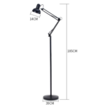Lampadaire de bureau sur pied NOIR E27 orientable – Image 4