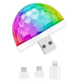 Mini lampe LED  disco USB 5v  avec 3 adaptateur de téléphone – Image 2