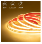Bobine LED COB  lumière continue 3000K jaune – 220V adhésif 10cm cut – Image 3