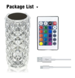 Lampe Décoratif De Table LED RGB rechargeable a  touche tactile  En Cristal 5v -USB+ télécommande – Image 4