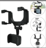 SUPPORT TELEPHONE POUR RETROVISEUR DE VOITURE - NOIR – Image 2