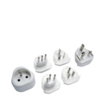 Lot de 6 adaptateurs de voyage 5 prises mâles + 100 pays - pochette offerte - Blanc