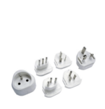Lot de 6 adaptateurs de voyage 5 prises mâles + 100 pays - pochette offerte - Blanc